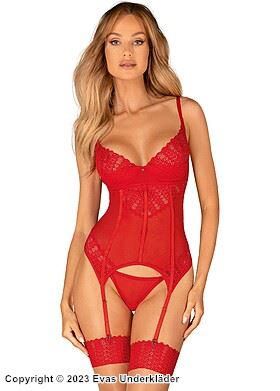 Elegantes Bustier, durchsichtiges Mesh und Spitze, Blätter